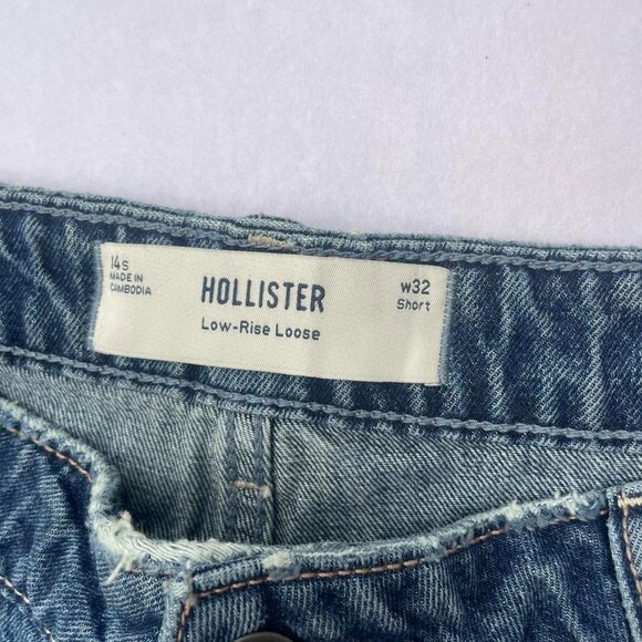 NWT Hollister Low-Rise Medium Wash Loose Jeans Size 14S/32W Baggy Oversized - Picture 4 of 7